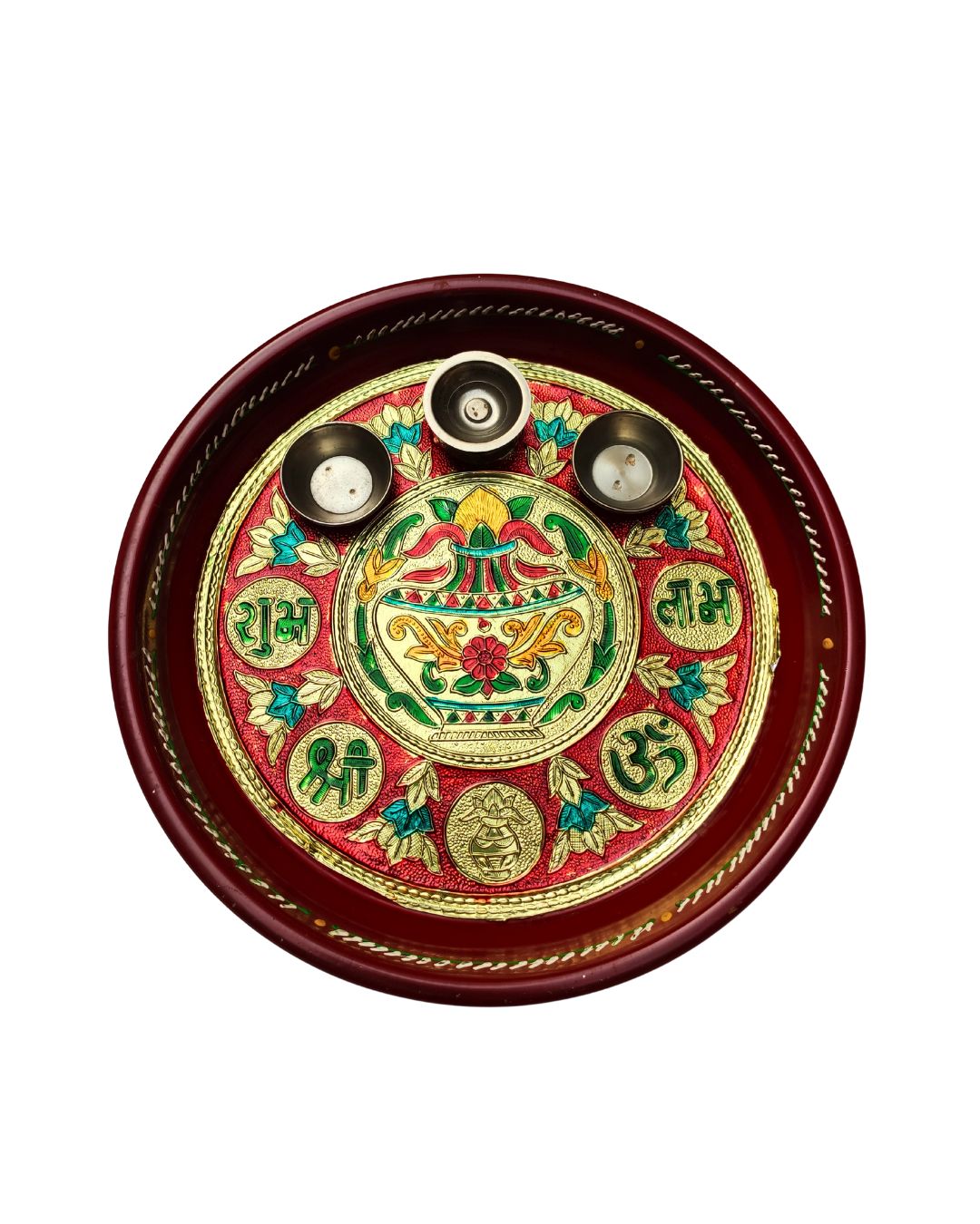 BG Remove Kalash Aarti Steel Thali - Image 1